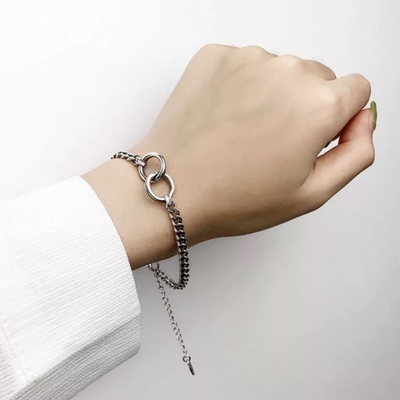 𝅺new Silver Double Circle Chain Bracelet - Picture 4 of 8